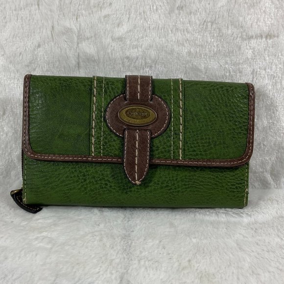 Boc Born Concept Women's Clutch Wallet Moss Green Color Snap Closure - Picture 1 of 8